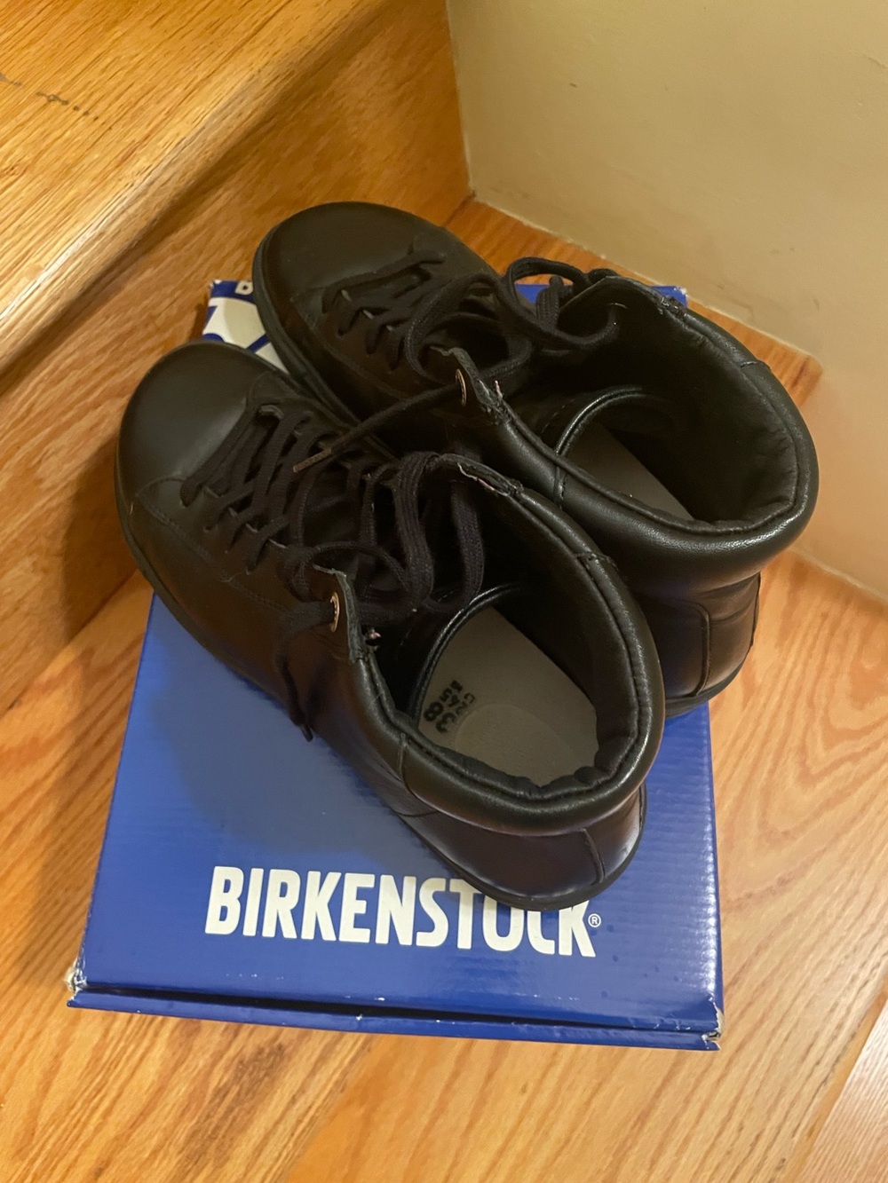 Birkenstock Women’s Black Leather High-Top Sneakers